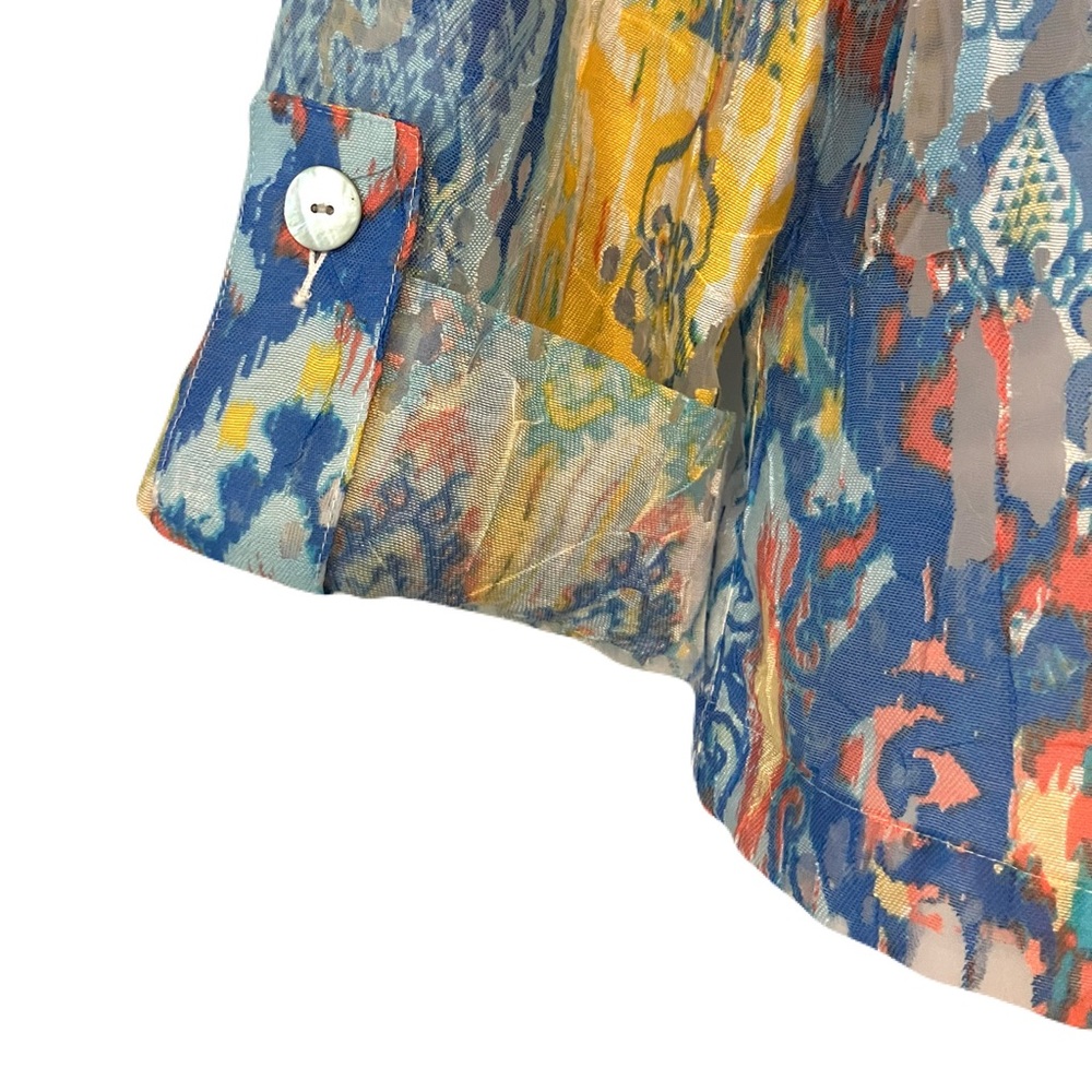 Ruby Rd. Abstract Button Front Crinkle Burnout Shirt Jacket - Picture 3 of 9